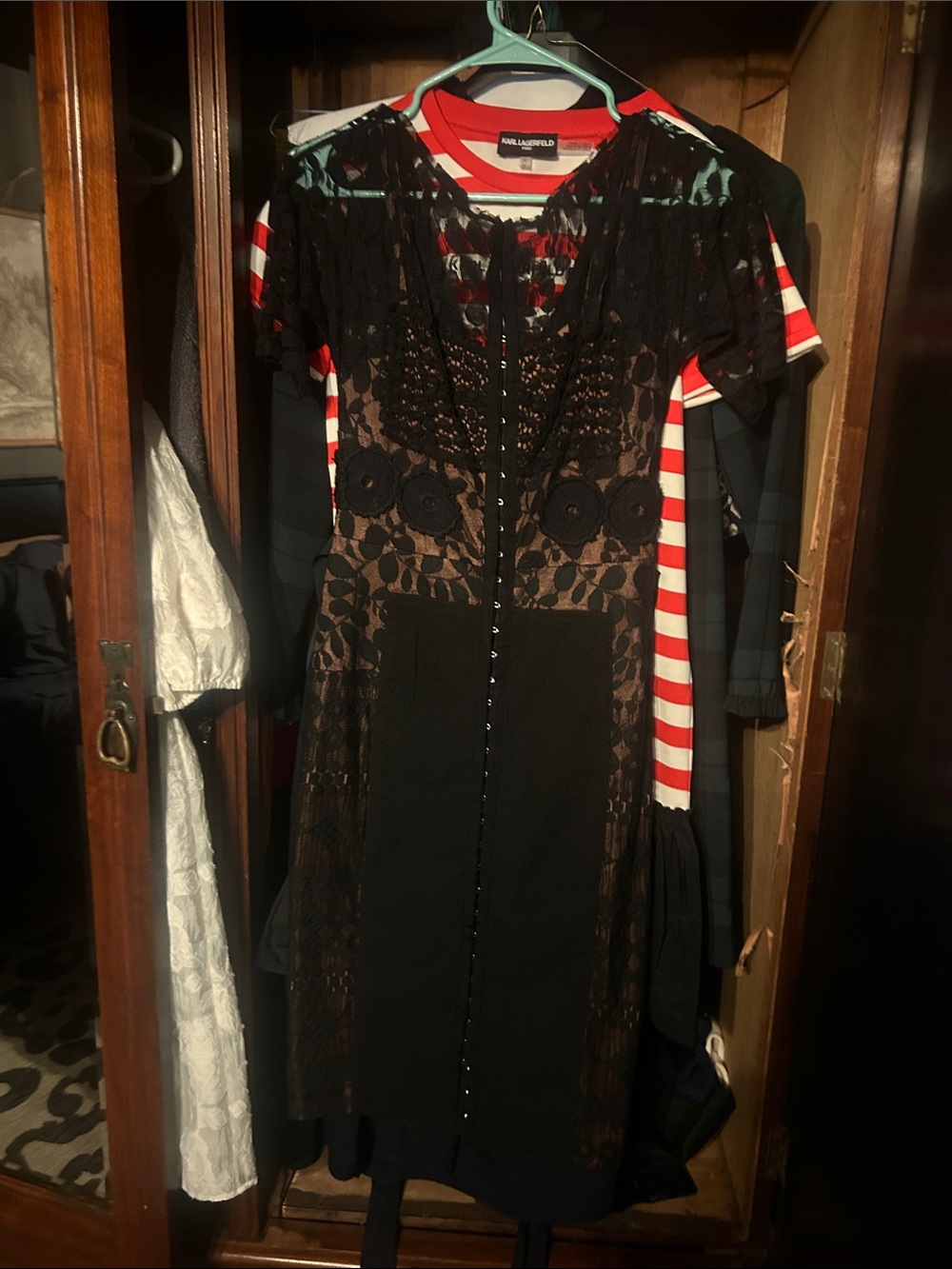 Anthropologie Black Lace-Overlay Midi Dress